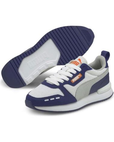 PUMA BASKETS CASUAL R78 JR 373616-14 BLANCHES ET BLEUES BLANCO