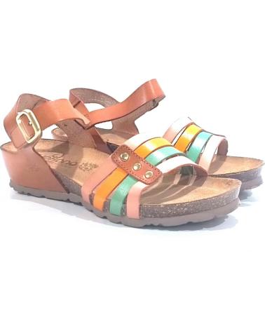 Woman Sandals YOKONO SANDALIA CASUAL DE PIEL CON CUNA TAN MULTI
