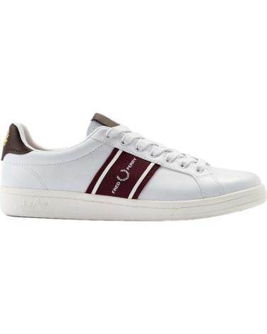 Man Trainers FRED PERRY B5305 300 B721 LEA-GRAPHIC BRAND MESH WHITE
