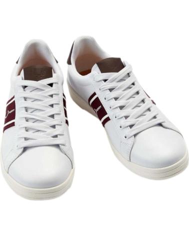 Man Trainers FRED PERRY B5305 300 B721 LEA-GRAPHIC BRAND MESH WHITE
