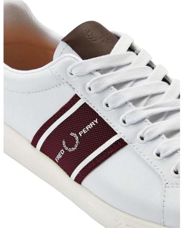 Man Trainers FRED PERRY B5305 300 B721 LEA-GRAPHIC BRAND MESH WHITE