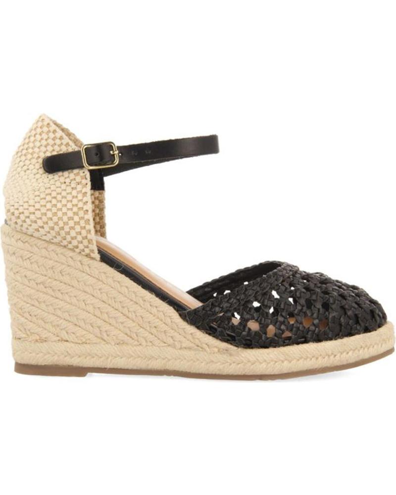 Sandales pour Femme GIOSEPPO ALPARGATAS DE PIEL TRENZADA CON CUNA ALTA DE YUTE SERIGNAN NEGRO