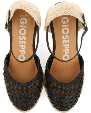 Sandales pour Femme GIOSEPPO ALPARGATAS DE PIEL TRENZADA CON CUNA ALTA DE YUTE SERIGNAN NEGRO