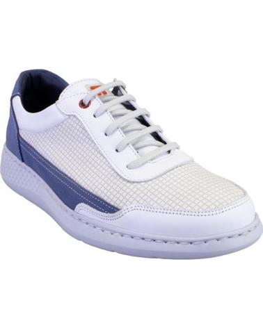 Deportivas de Hombre NOTTON 1912 ZAPATILLAS CASUAL DE HOMBRE PIEL BLANCO Y AZUL