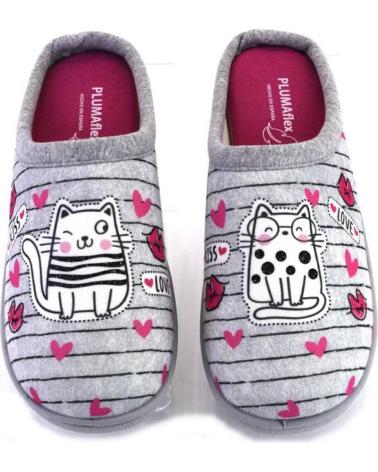PLUMAFLEX PANTOFOLE 12317 GATTI E CUORI GRIGIO ROSA ABEJAS