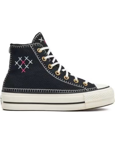 Deportivas de Mujer CONVERSE A08731C CHUCK TAYLOR ALL STAR LIFT CRAFTED STITCHING PLATF BLACK-EGRET-GOLD