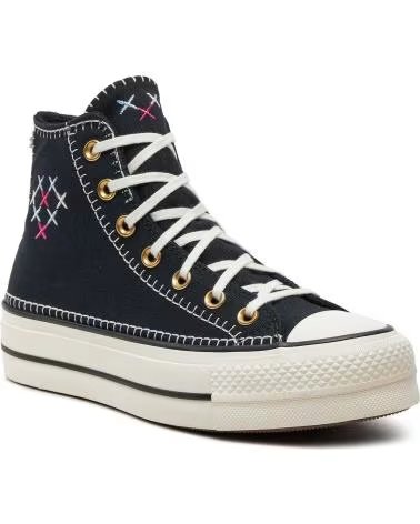 Deportivas de Mujer CONVERSE A08731C CHUCK TAYLOR ALL STAR LIFT CRAFTED STITCHING PLATF BLACK-EGRET-GOLD