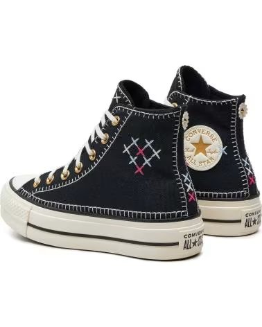 Deportivas de Mujer CONVERSE A08731C CHUCK TAYLOR ALL STAR LIFT CRAFTED STITCHING PLATF BLACK-EGRET-GOLD