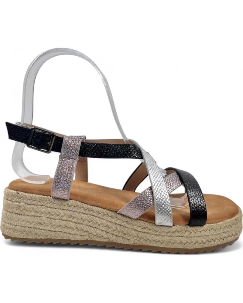 Sandálias de Mulher TIMBOS SANDALIA CUNA PLATAFORMA ESPARTO MUJER 129805 NEGRO