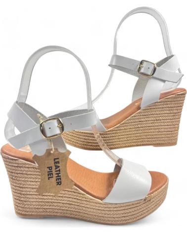 Woman Sandals TIMBOS SANDALIA DE PIEL CUNA ESPARTO MUJER 129560 BLANCO