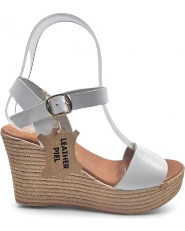 Woman Sandals TIMBOS SANDALIA DE PIEL CUNA ESPARTO MUJER 129560 BLANCO