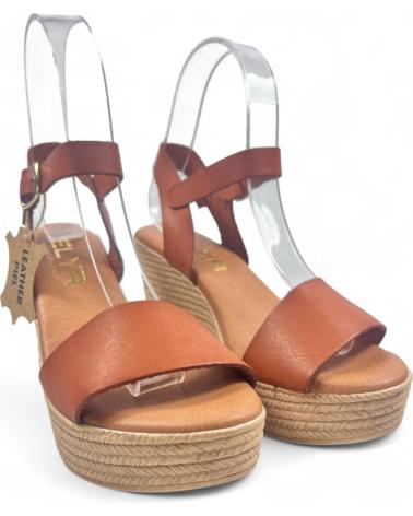 Woman Sandals TIMBOS SANDALIA DE PIEL CUNA ESPARTO MUJER CUERO 129559 MARRóN