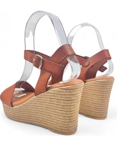 Woman Sandals TIMBOS SANDALIA DE PIEL CUNA ESPARTO MUJER CUERO 129559 MARRóN