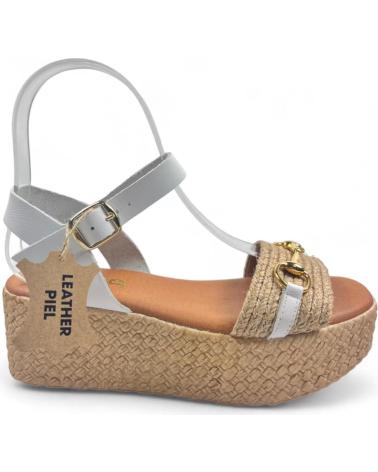 Sandálias de Mulher TIMBOS SANDALIA DE PIEL CUNA ESPARTO MUJER 129558 BLANCO