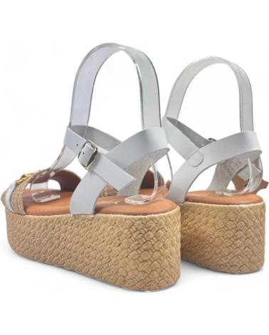 Sandali per Donna TIMBOS SANDALIA DE PIEL CUNA ESPARTO MUJER 129558 BLANCO
