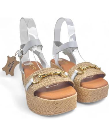 Sandali per Donna TIMBOS SANDALIA DE PIEL CUNA ESPARTO MUJER 129558 BLANCO