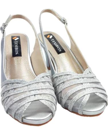 Sandalen für Damen TIMBOS ZAPATOS 127712 COLOR PLATA MATERIAL METALIZADO SANDALIA TACO PLATEADO