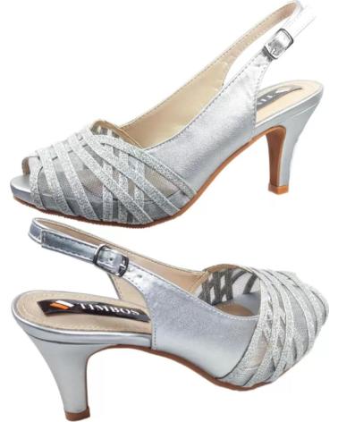 Sandalen für Damen TIMBOS ZAPATOS 127712 COLOR PLATA MATERIAL METALIZADO SANDALIA TACO PLATEADO
