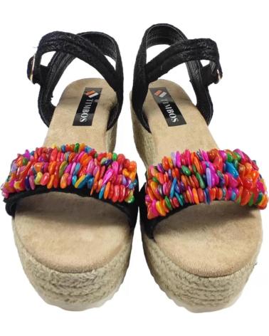 Sandálias de Mulher TIMBOS SANDALIA CUNA PLATAFORMA ESPARTO MUJER NEGRO 127681 MARRóN