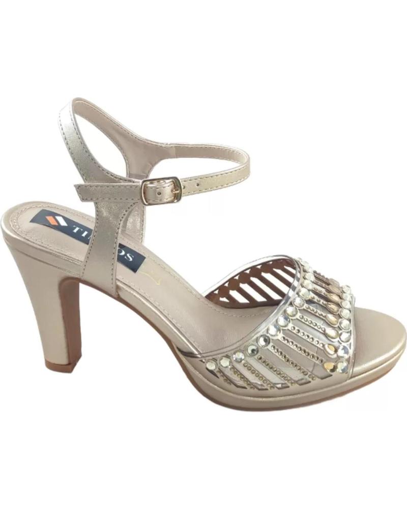 Woman Sandals TIMBOS ZAPATOS 127586 COLOR TAUPE MATERIAL METALIZADO COMBINADO BRI VERDE