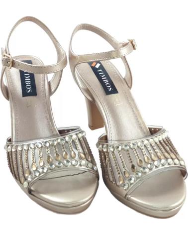 Woman Sandals TIMBOS ZAPATOS 127586 COLOR TAUPE MATERIAL METALIZADO COMBINADO BRI VERDE