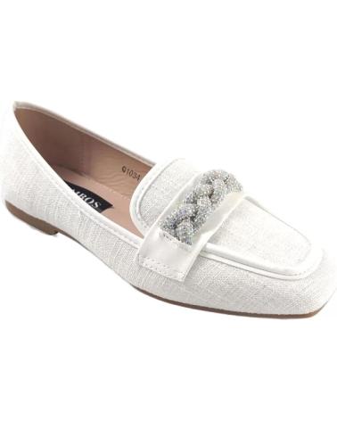 Mocasines de Mujer TIMBOS ZAPATOS 127492 COLOR MATERIAL TEXTIL MOCASIN PARA MUJ BLANCO