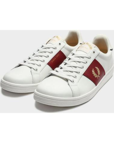 Deportivas de Hombre FRED PERRY B721 LEATHER SIDE PANEL PORCELAIN - 41 WHITE