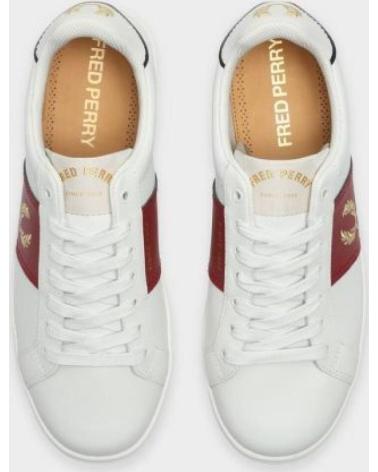 Deportivas de Hombre FRED PERRY B721 LEATHER SIDE PANEL PORCELAIN - 41 WHITE