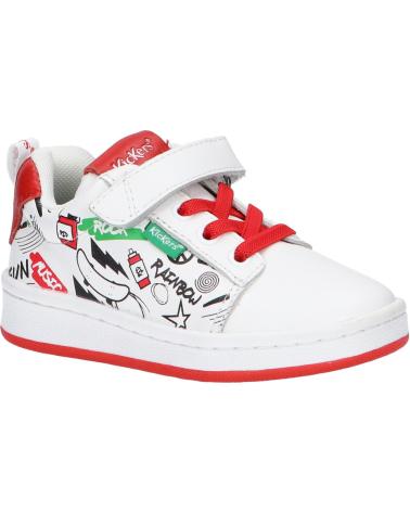 girl and boy Zapatillas deporte KICKERS 895910-30 BISKAROS 31 BLANC ROUGE STR