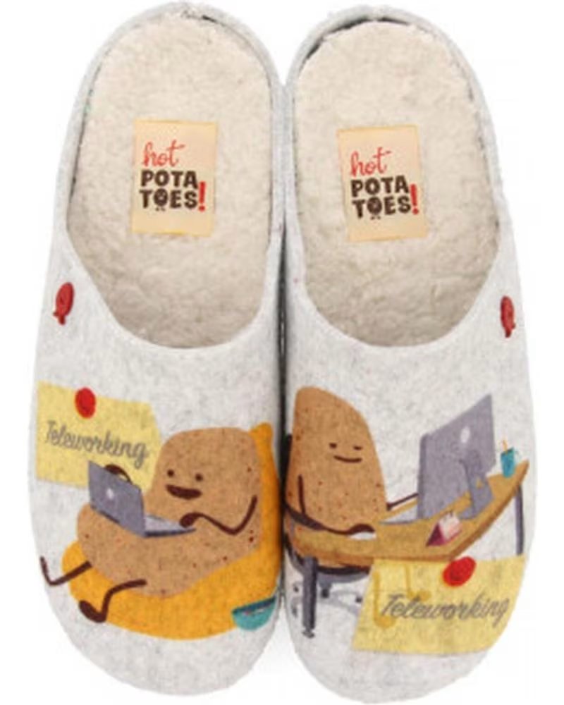 Pantufas-De-Mujer-HOT-POTATOES-CHINELOS 64634G COM DESIGN DIVERTIDO-GRIS