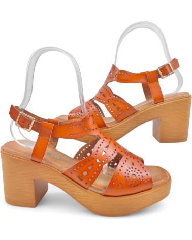 Woman Sandals TIMBOS SANDALIA TACON MADERA MUJER CAMEL 130189 MARRóN