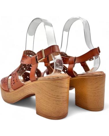 Woman Sandals TIMBOS SANDALIA TACON MADERA MUJER CAMEL 130189 MARRóN