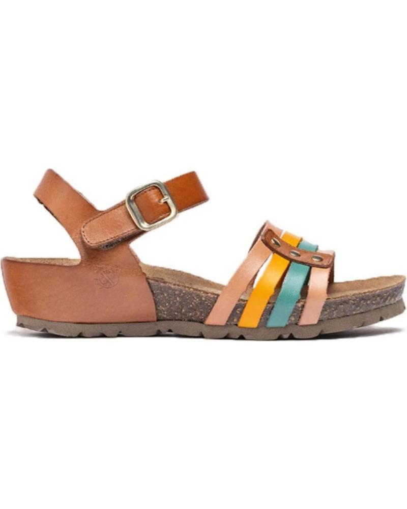 Woman Sandals YOKONO SANDALIA CASUAL DE PIEL CON CUNA TAN MULTI