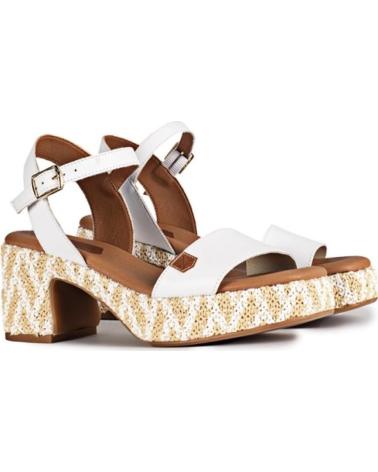 Sandalias de Mujer POPA SANDALIA CASUAL DE PIEL CON TACON Y PLATAFORMA BLANCO