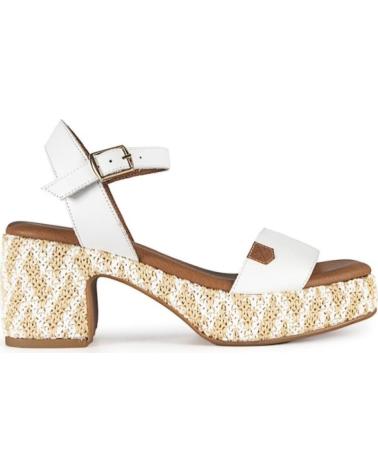 Sandalias de Mujer POPA SANDALIA CASUAL DE PIEL CON TACON Y PLATAFORMA BLANCO