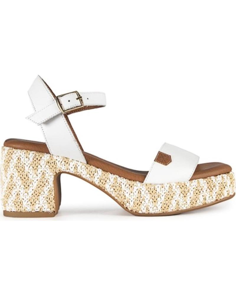Sandalias de Mujer POPA SANDALIA CASUAL DE PIEL CON TACON Y PLATAFORMA BLANCO
