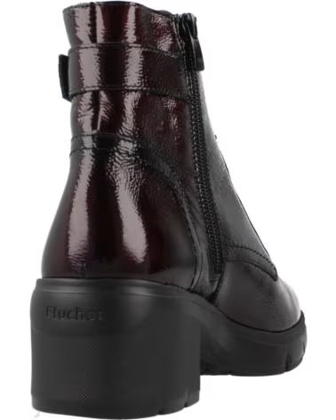 Botines de Mujer FLUCHOS BOTIN CASUAL DE CHAROL CON TACON DE GOMA BURDEOS