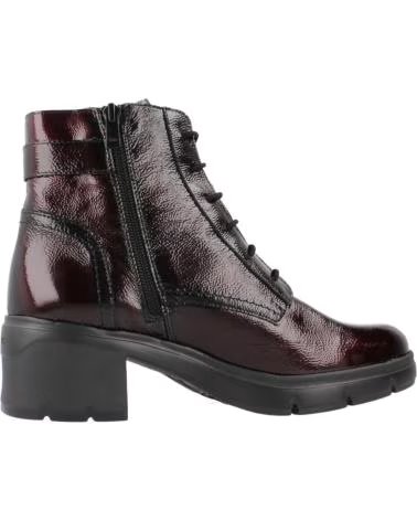 Botines de Mujer FLUCHOS BOTIN CASUAL DE CHAROL CON TACON DE GOMA BURDEOS