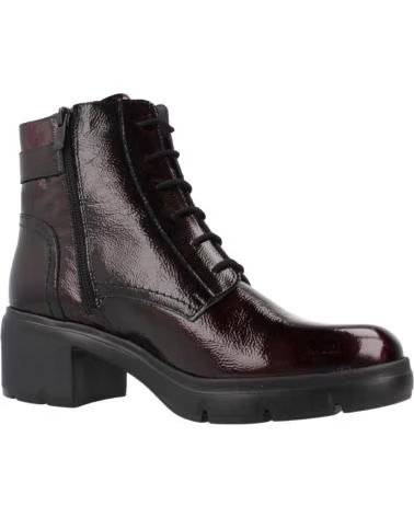 Botines de Mujer FLUCHOS BOTIN CASUAL DE CHAROL CON TACON DE GOMA BURDEOS