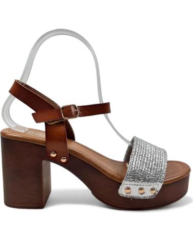 Sandalen für Damen TIMBOS SANDALIA TACON MADERA MUJER PLATA 130270 PLATEADO