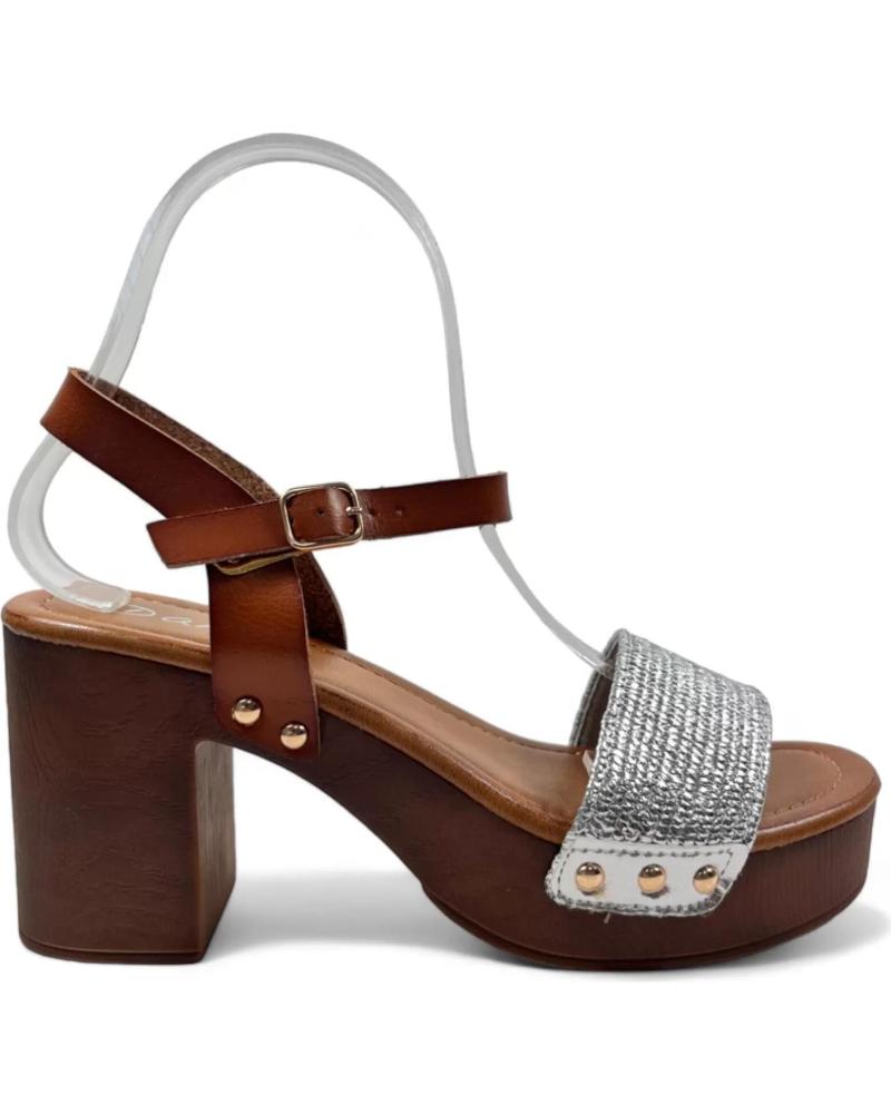 Sandalen für Damen TIMBOS SANDALIA TACON MADERA MUJER PLATA 130270 PLATEADO