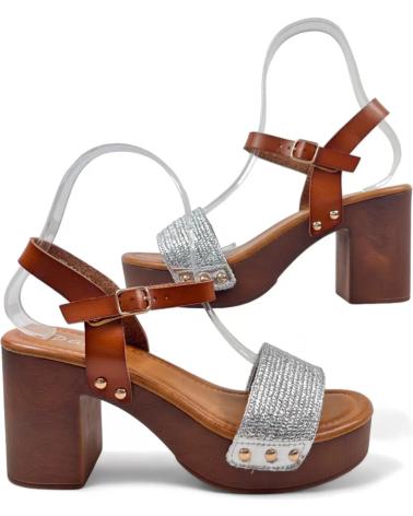 Sandalen für Damen TIMBOS SANDALIA TACON MADERA MUJER PLATA 130270 PLATEADO