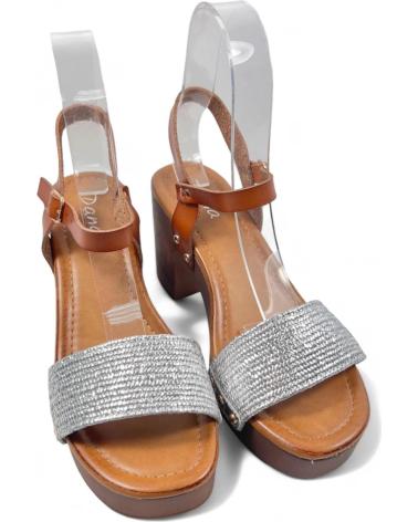Sandalen für Damen TIMBOS SANDALIA TACON MADERA MUJER PLATA 130270 PLATEADO
