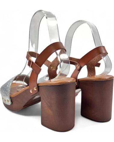 Sandalen für Damen TIMBOS SANDALIA TACON MADERA MUJER PLATA 130270 PLATEADO