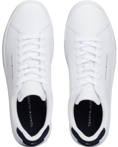Man Trainers TOMMY HILFIGER ZAPATILLAS TH COURT LEATHER GRAIN ESS BLANCO