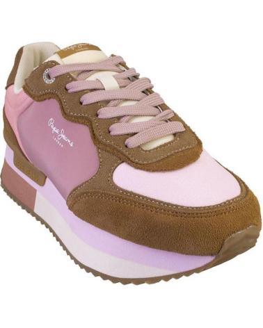Sportivo per Donna PEPE JEANS PLS60025 ZAPATILLAS CASUAL DE MUJER MARRON Y ROSA