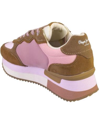 Sportivo per Donna PEPE JEANS PLS60025 ZAPATILLAS CASUAL DE MUJER MARRON Y ROSA