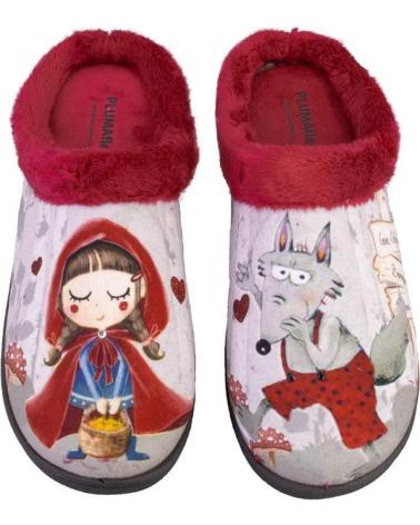 Pantufas de Mulher PLUMAFLEX 12213LOBO ZAPATILLAS DE CASA DE MUJER CAPERUC ROJO
