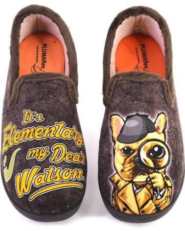 Pantofole per Uomo PLUMAFLEX 12228PERRO ZAPATILLAS DE CASA DE HOMBRE PER MARRON