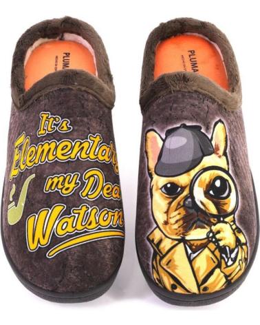 Pantofole per Uomo PLUMAFLEX 12229PERRO ZAPATILLAS DE CASA DE HOMBRE PER MARRON